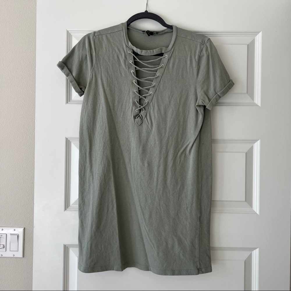 Lace up tshirt dress